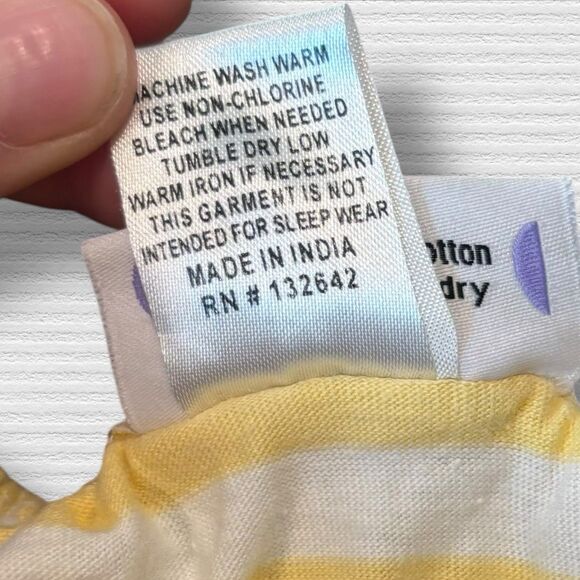 Fireflies & Fairytales Girls 8 Top Yellow Stripe Bird Embroidery Ruffle Sleeve - Picture 3 of 5